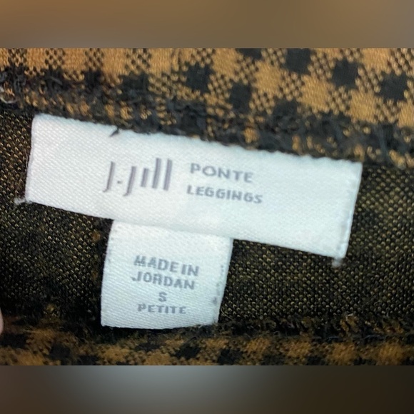 J JILL Women's Ponte High Rise Leggings Black/Acorn Checkered Stretchy Size S - Picture 5 of 11